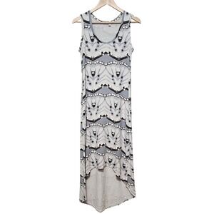 Fresh Produce Dress Womens M Maxi Sleeveless Gray White Tie Dye High Low Hem USA
